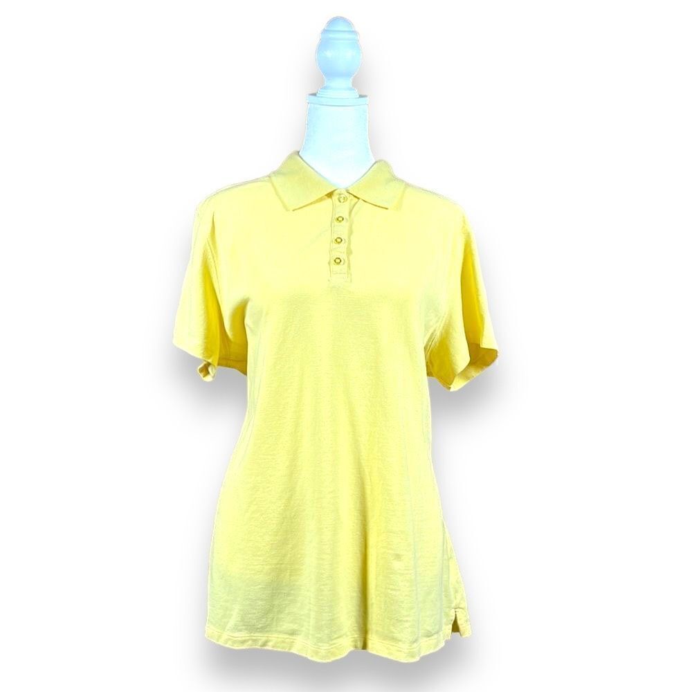 Karen Scott Polo Shirt Womens Extra Large XL Yellow Short Sleeve Collar Shirt